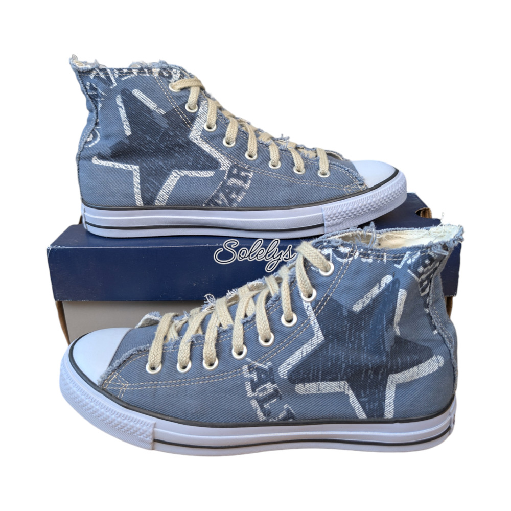 Converse 2003 Vintage All Star High Graphic Star Blue Denim Sneaker M9.5 W11.5 - Picture 1 of 11